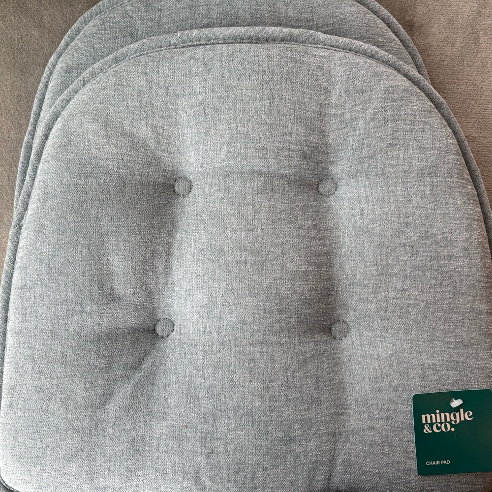 Mingle & Co. Tufted Chair Pad, with Gripper Backing, 16" x 15" x 2” - Set of 2